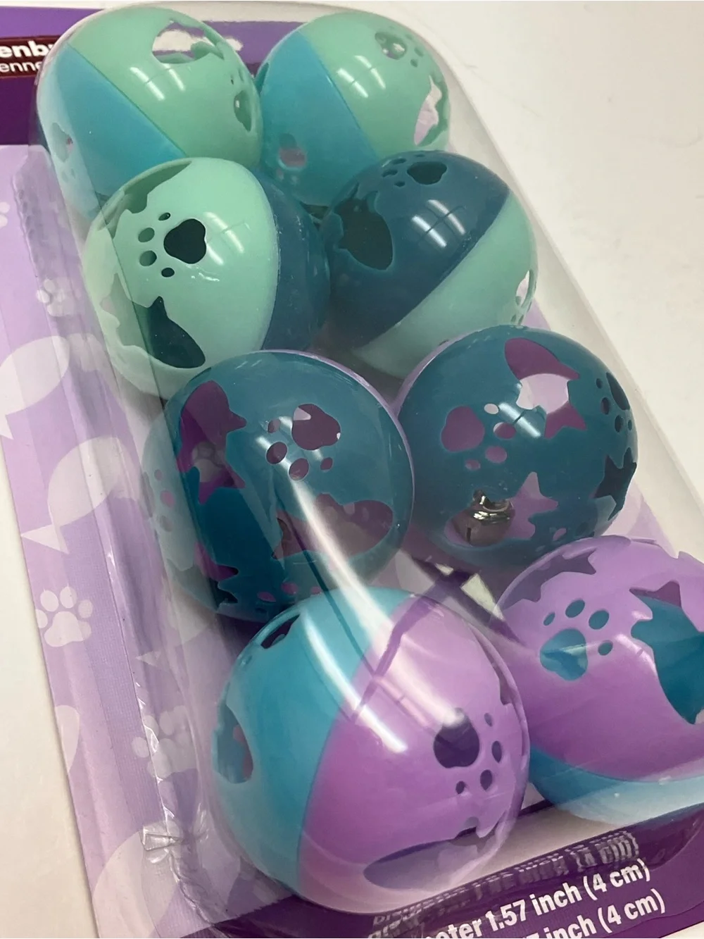 🌼4/$10🌼 NEW 8pc Cat Toy Balls with Bells | Mint, Teal & Lavender | 1.57 inch
